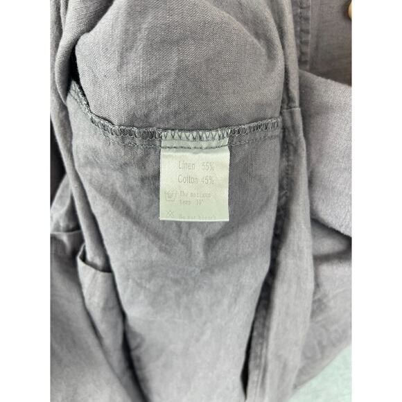 Aimeilgot Linen Shirt Men's 2XL Gray Short Sleeve‎ Button Up Summer Light Casual - Picture 5 of 9